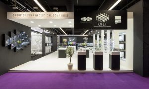 Aufnahme des Uni Pharma Messestandes von der CPhI 2017 in Frankfurt am Main